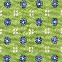 E.Marinella CRAVATTE|Cravatte In Lino E Cotone|CRAVATTA SARTORIALE IN LINO VERDE Microfantasia fiore