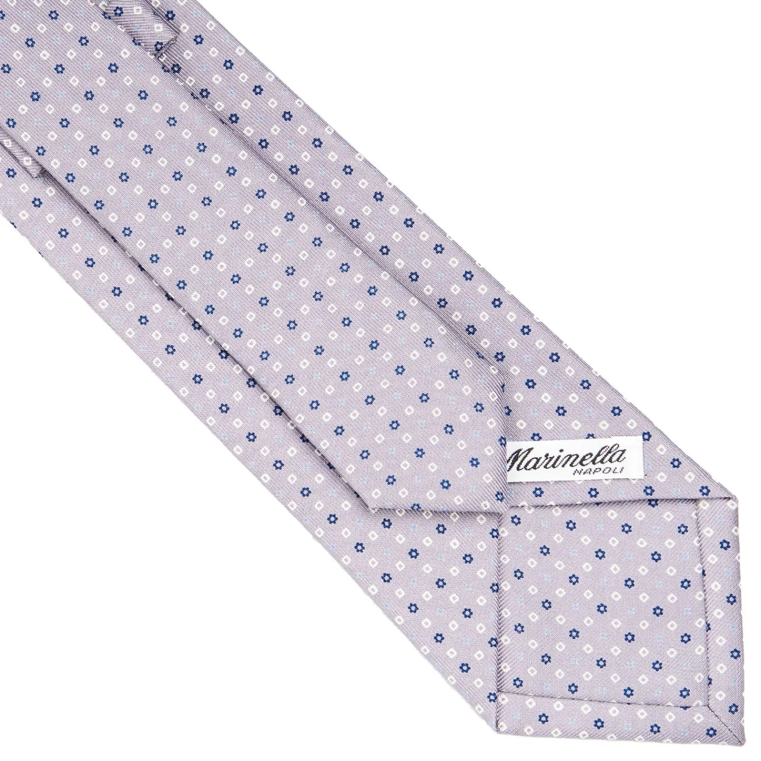 E.Marinella CRAVATTE|Cravatte In Seta Stampata|CRAVATTA SARTORIALE IN SETA GRIGIO CHIARO Microfantasia fiore