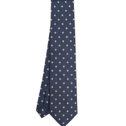 E.Marinella CRAVATTE|Cravatte In Seta Jacquard|CRAVATTA SARTORIALE IN SETA JACQUARD BLU Con fiocco di neve