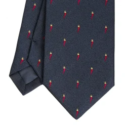 E.Marinella CRAVATTE|Cravatte In Seta Jacquard|CRAVATTA SARTORIALE IN SETA JACQUARD BLU Con cornetto sparso