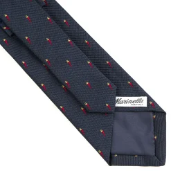 E.Marinella CRAVATTE|Cravatte In Seta Jacquard|CRAVATTA SARTORIALE IN SETA JACQUARD BLU Con cornetto sparso
