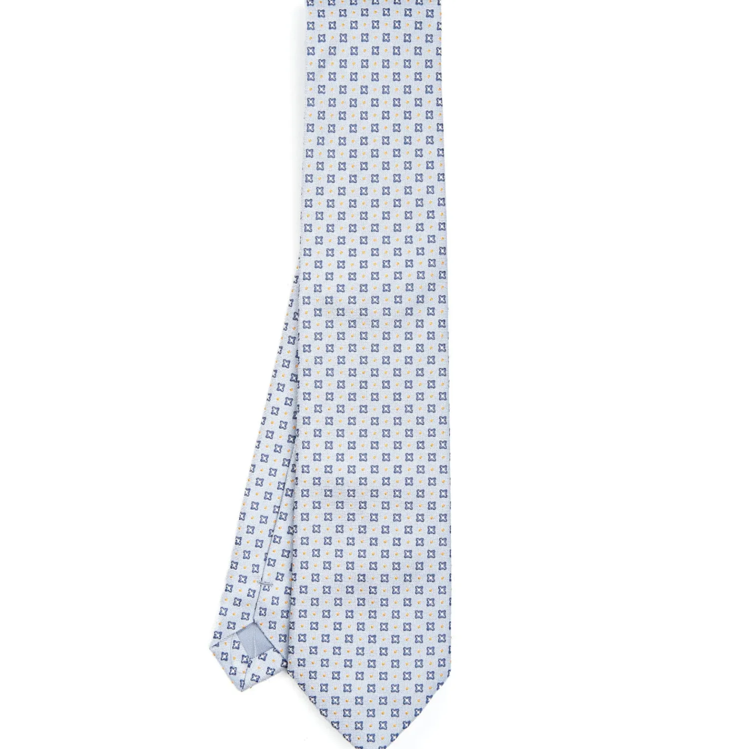 E.Marinella CRAVATTE|Cravatte In Seta Jacquard|CRAVATTA SARTORIALE IN SETA JACQUARD AZZURRA Microfantasia fiore