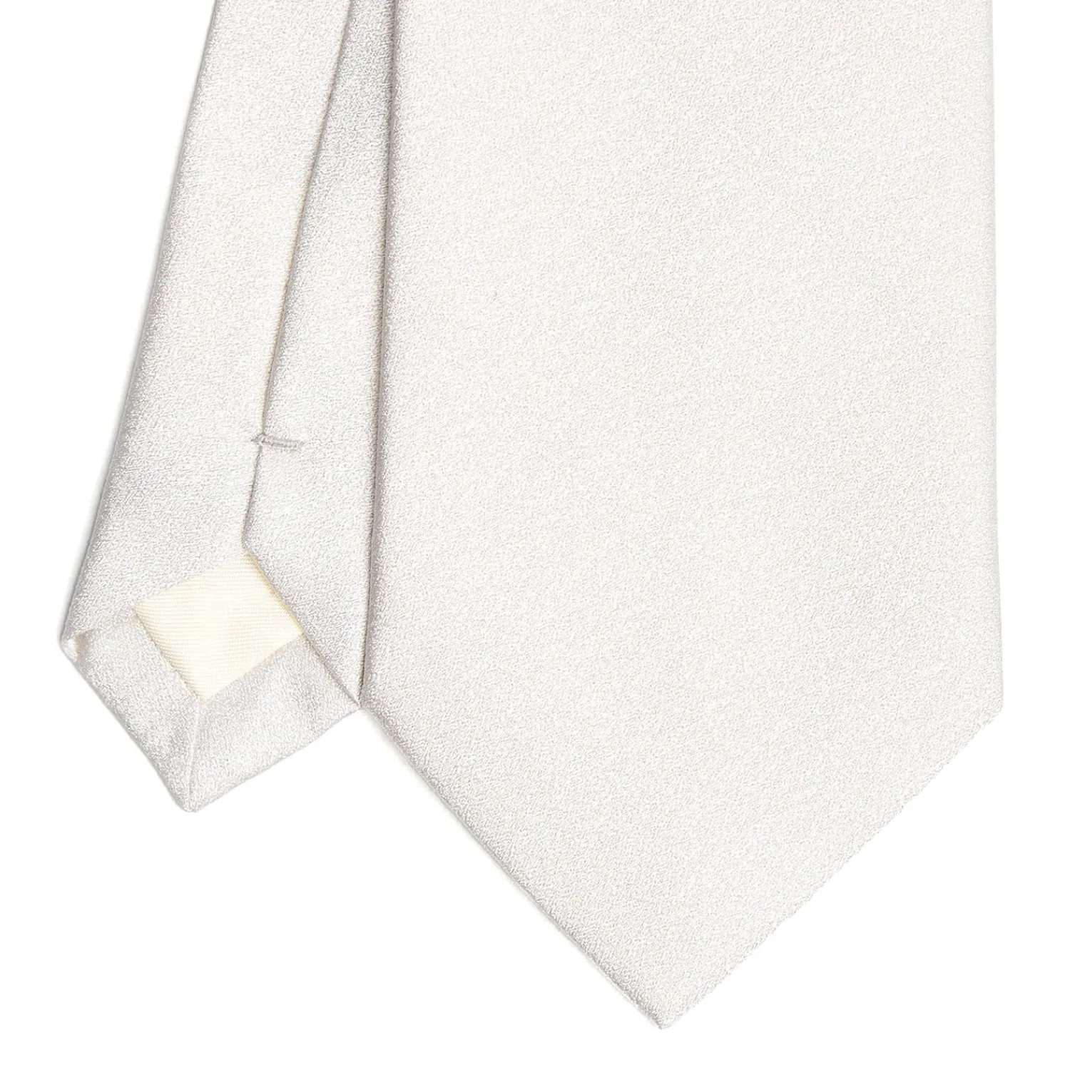 E.Marinella CRAVATTE|Cravatte In Seta Jacquard|CRAVATTA SARTORIALE IN SETA JACQUARD BIANCA Tinta unita
