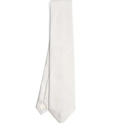 E.Marinella CRAVATTE|Cravatte In Seta Jacquard|CRAVATTA SARTORIALE IN SETA JACQUARD BIANCA Tinta unita