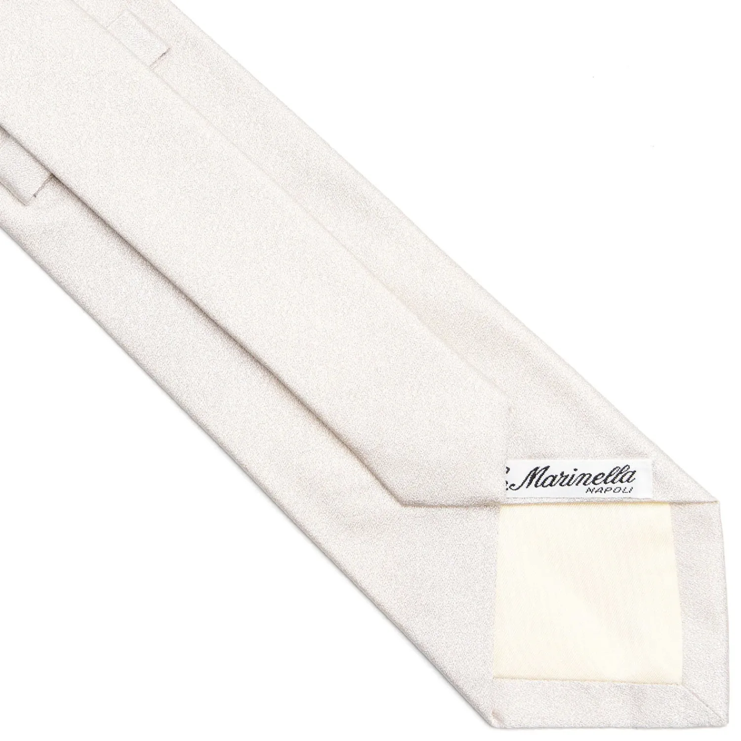 E.Marinella CRAVATTE|Cravatte In Seta Jacquard|CRAVATTA SARTORIALE IN SETA JACQUARD BIANCA Tinta unita