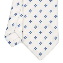 E.Marinella CRAVATTE|Cravatte In Seta Jacquard|CRAVATTA SARTORIALE IN SETA JACQUARD BIANCA Macrofantasia fiore