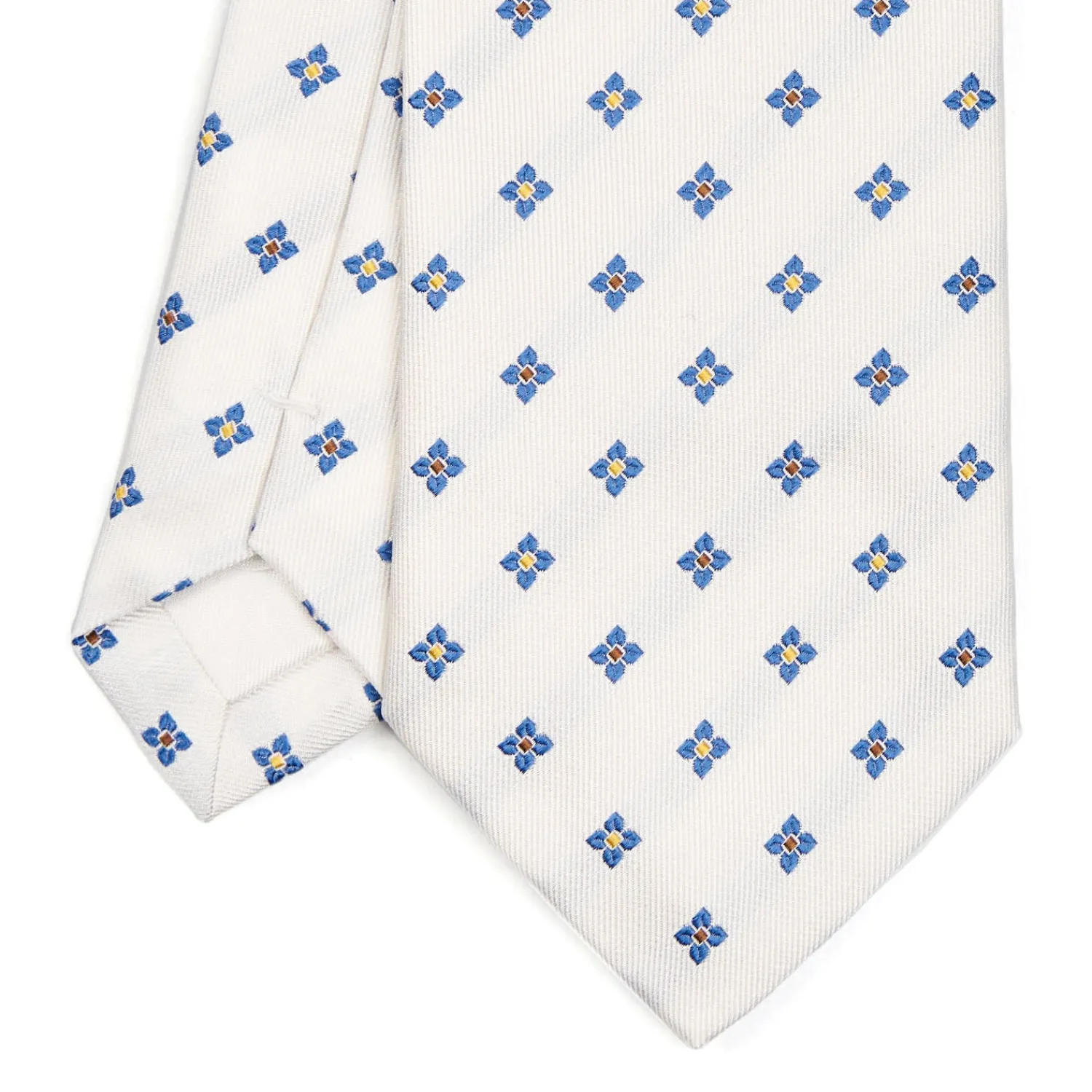 E.Marinella CRAVATTE|Cravatte In Seta Jacquard|CRAVATTA SARTORIALE IN SETA JACQUARD BIANCA Macrofantasia fiore