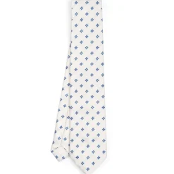 E.Marinella CRAVATTE|Cravatte In Seta Jacquard|CRAVATTA SARTORIALE IN SETA JACQUARD BIANCA Macrofantasia fiore