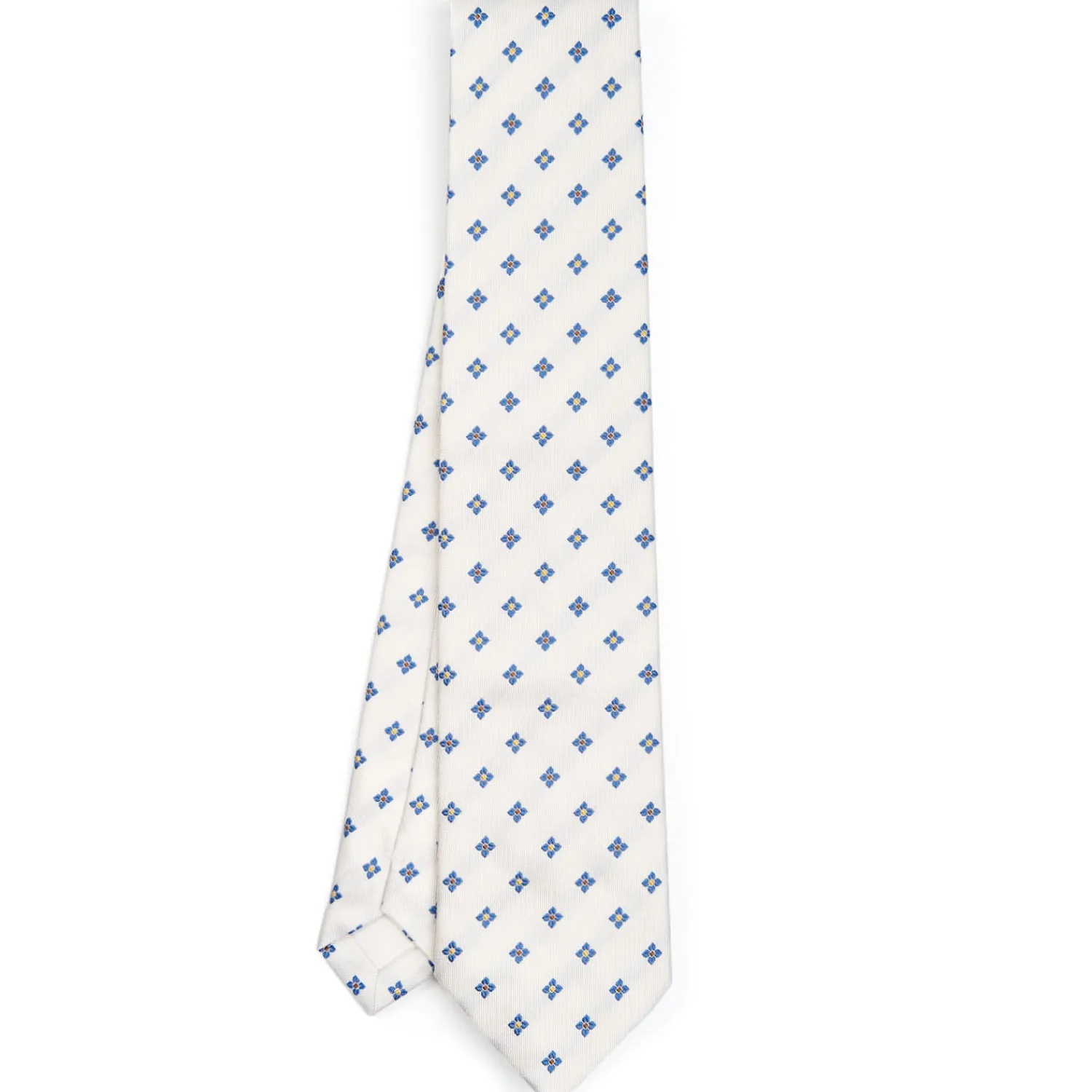 E.Marinella CRAVATTE|Cravatte In Seta Jacquard|CRAVATTA SARTORIALE IN SETA JACQUARD BIANCA Macrofantasia fiore