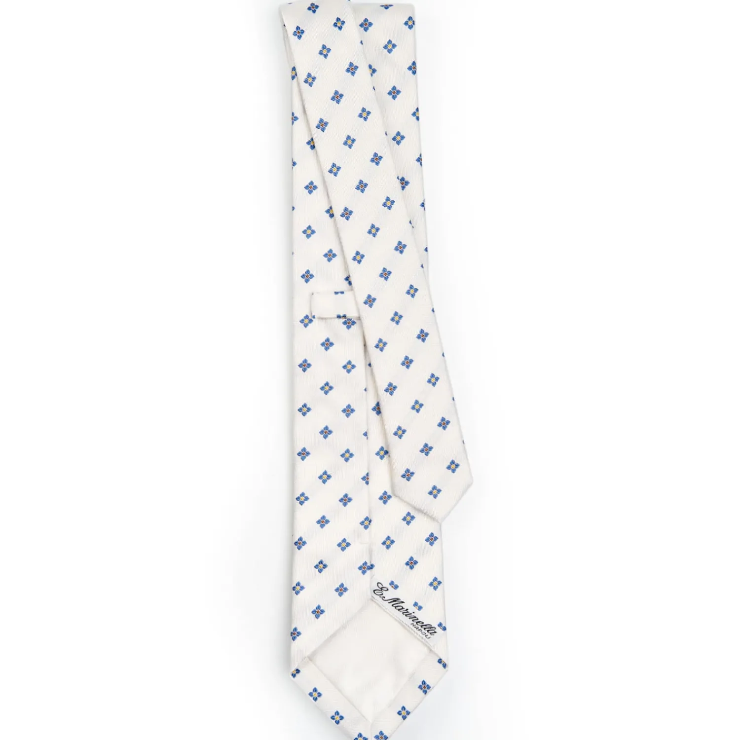 E.Marinella CRAVATTE|Cravatte In Seta Jacquard|CRAVATTA SARTORIALE IN SETA JACQUARD BIANCA Macrofantasia fiore