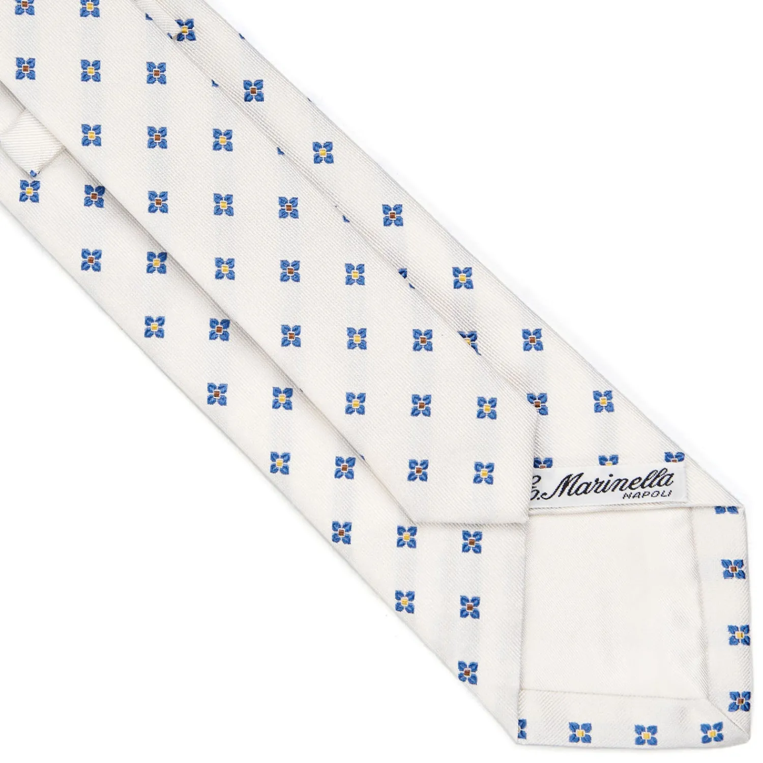 E.Marinella CRAVATTE|Cravatte In Seta Jacquard|CRAVATTA SARTORIALE IN SETA JACQUARD BIANCA Macrofantasia fiore