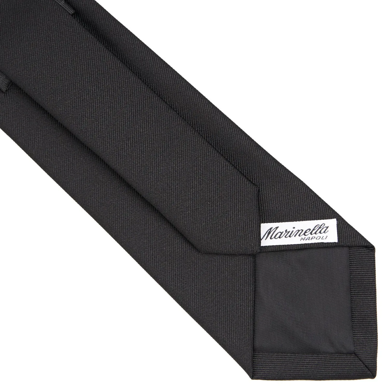 E.Marinella CRAVATTE|Cravatte In Seta Jacquard|CRAVATTA SARTORIALE IN SETA JACQUARD NERA Tinta unita