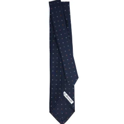 E.Marinella CRAVATTE|Cravatte 7 Pieghe|CRAVATTA SARTORIALE 7 PIEGHE IN SETA BLU SCURO Microfantasia fiore