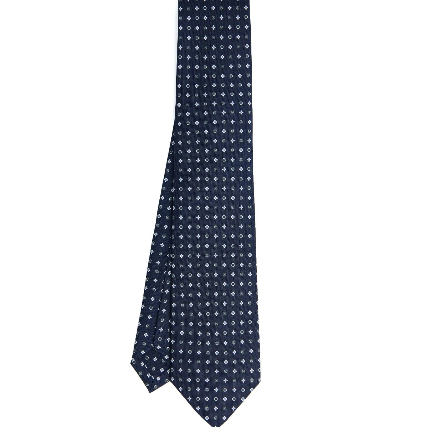 E.Marinella CRAVATTE|Cravatte 7 Pieghe|CRAVATTA SARTORIALE 7 PIEGHE IN SETA BLU SCURO Microfantasia fiore