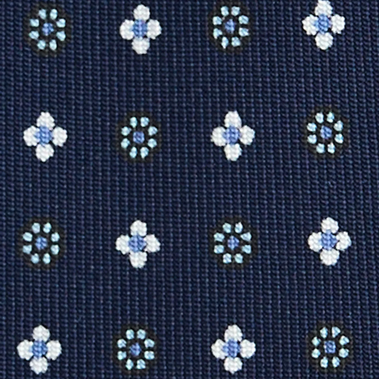 E.Marinella CRAVATTE|Cravatte 7 Pieghe|CRAVATTA SARTORIALE 7 PIEGHE IN SETA BLU SCURO Microfantasia fiore