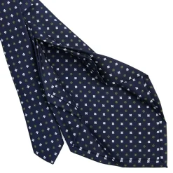 E.Marinella CRAVATTE|Cravatte 7 Pieghe|CRAVATTA SARTORIALE 7 PIEGHE IN SETA BLU SCURO Microfantasia fiore