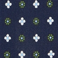 E.Marinella CRAVATTE|Cravatte 7 Pieghe|CRAVATTA SARTORIALE 7 PIEGHE IN SETA BLU SCURO Microfantasia fiore