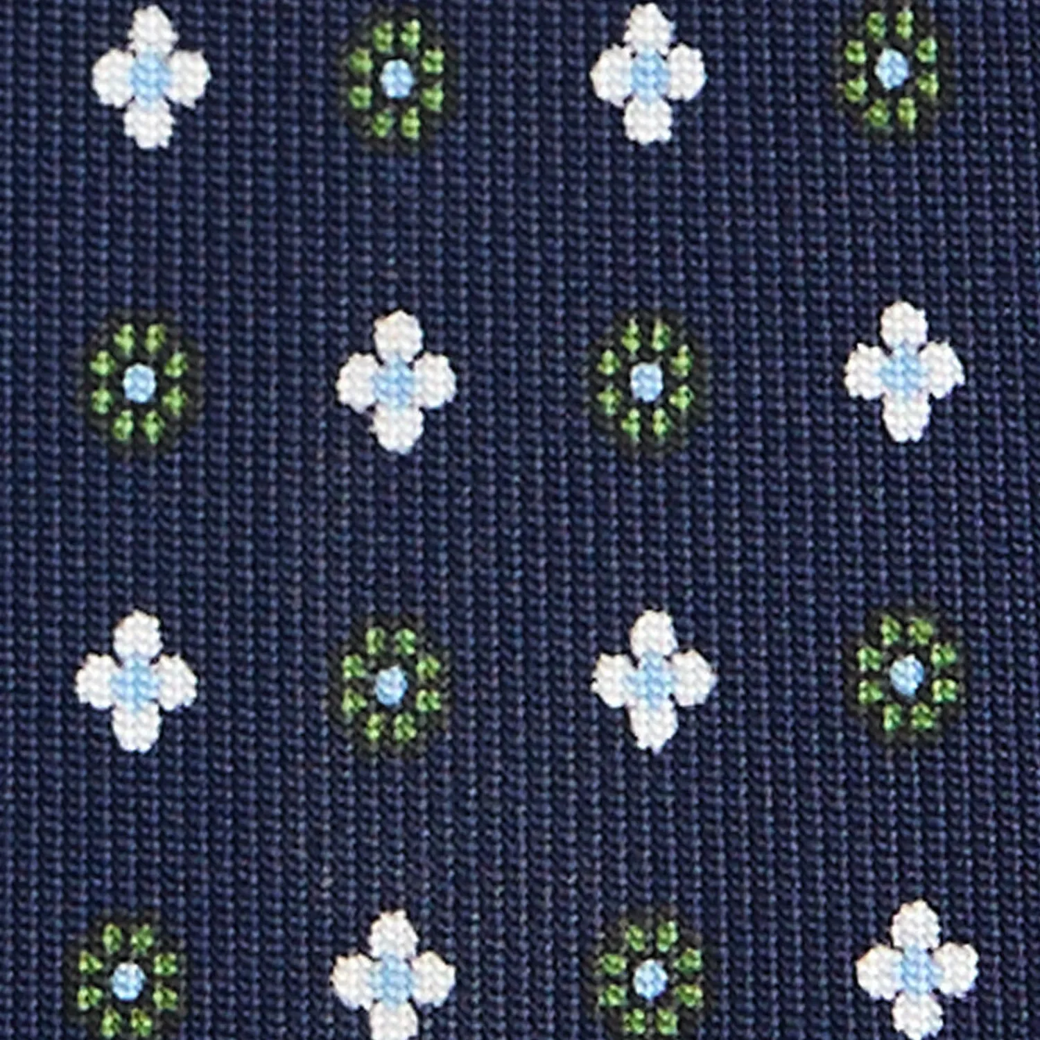 E.Marinella CRAVATTE|Cravatte 7 Pieghe|CRAVATTA SARTORIALE 7 PIEGHE IN SETA BLU SCURO Microfantasia fiore
