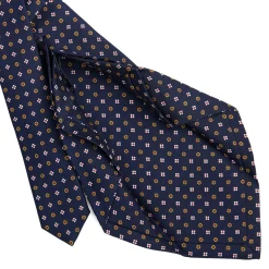 E.Marinella CRAVATTE|Cravatte 7 Pieghe|CRAVATTA SARTORIALE 7 PIEGHE IN SETA BLU SCURO Microfantasia fiore