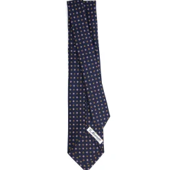 E.Marinella CRAVATTE|Cravatte 7 Pieghe|CRAVATTA SARTORIALE 7 PIEGHE IN SETA BLU SCURO Microfantasia fiore