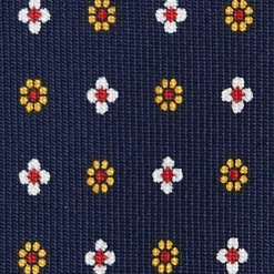 E.Marinella CRAVATTE|Cravatte 7 Pieghe|CRAVATTA SARTORIALE 7 PIEGHE IN SETA BLU SCURO Microfantasia fiore