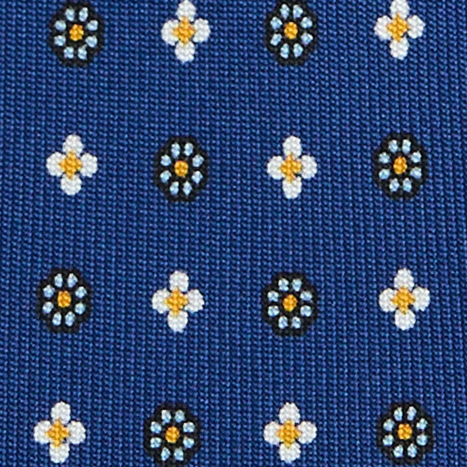E.Marinella CRAVATTE|Cravatte 7 Pieghe|CRAVATTA SARTORIALE 7 PIEGHE IN SETA BLU Microfantasia fiore