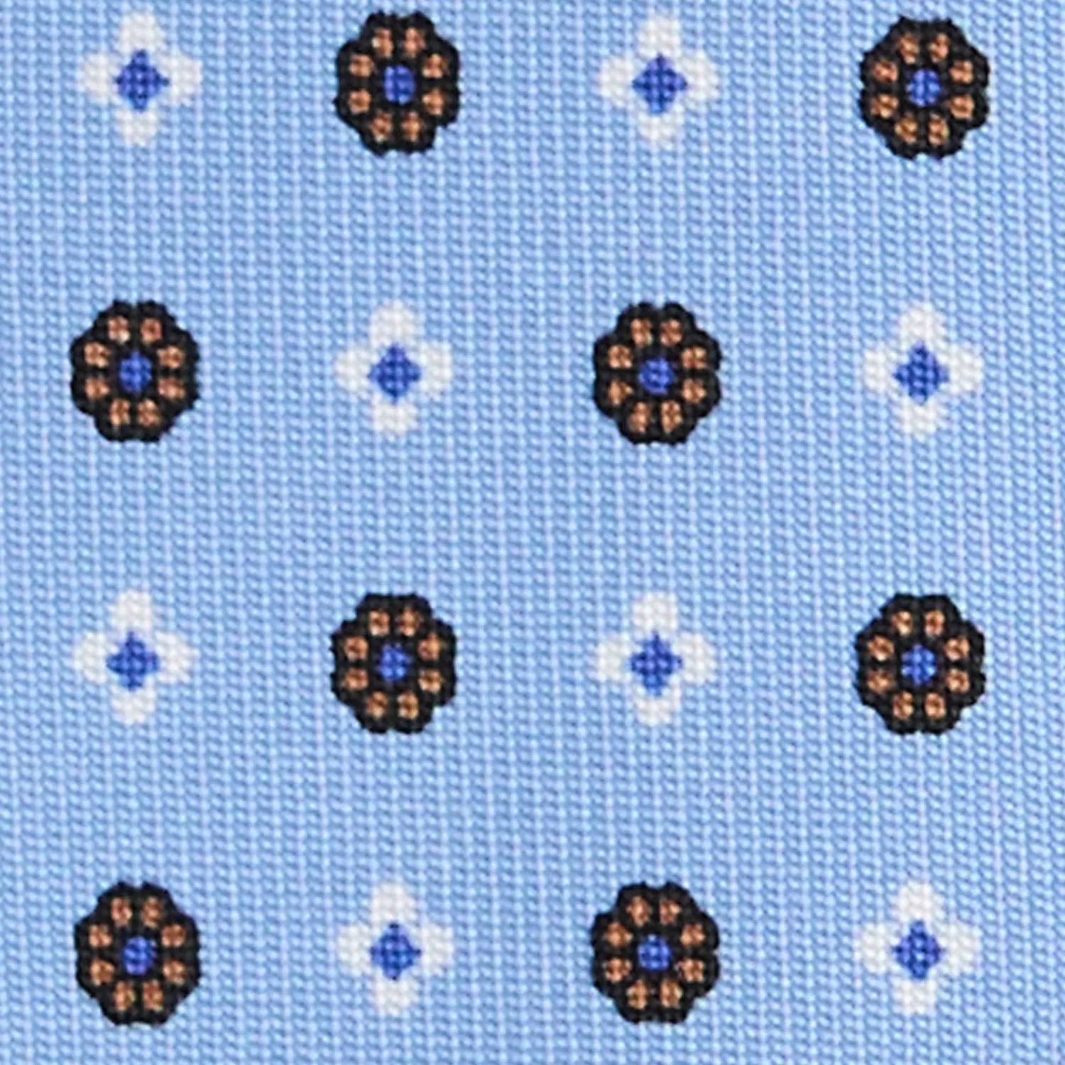 E.Marinella CRAVATTE|Cravatte 7 Pieghe|CRAVATTA SARTORIALE 7 PIEGHE IN SETA AZZURRA Microfantasia fiore