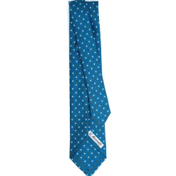 E.Marinella CRAVATTE|Cravatte 7 Pieghe|CRAVATTA SARTORIALE 7 PIEGHE IN SETA BLU MEDIO Microfantasia fiore