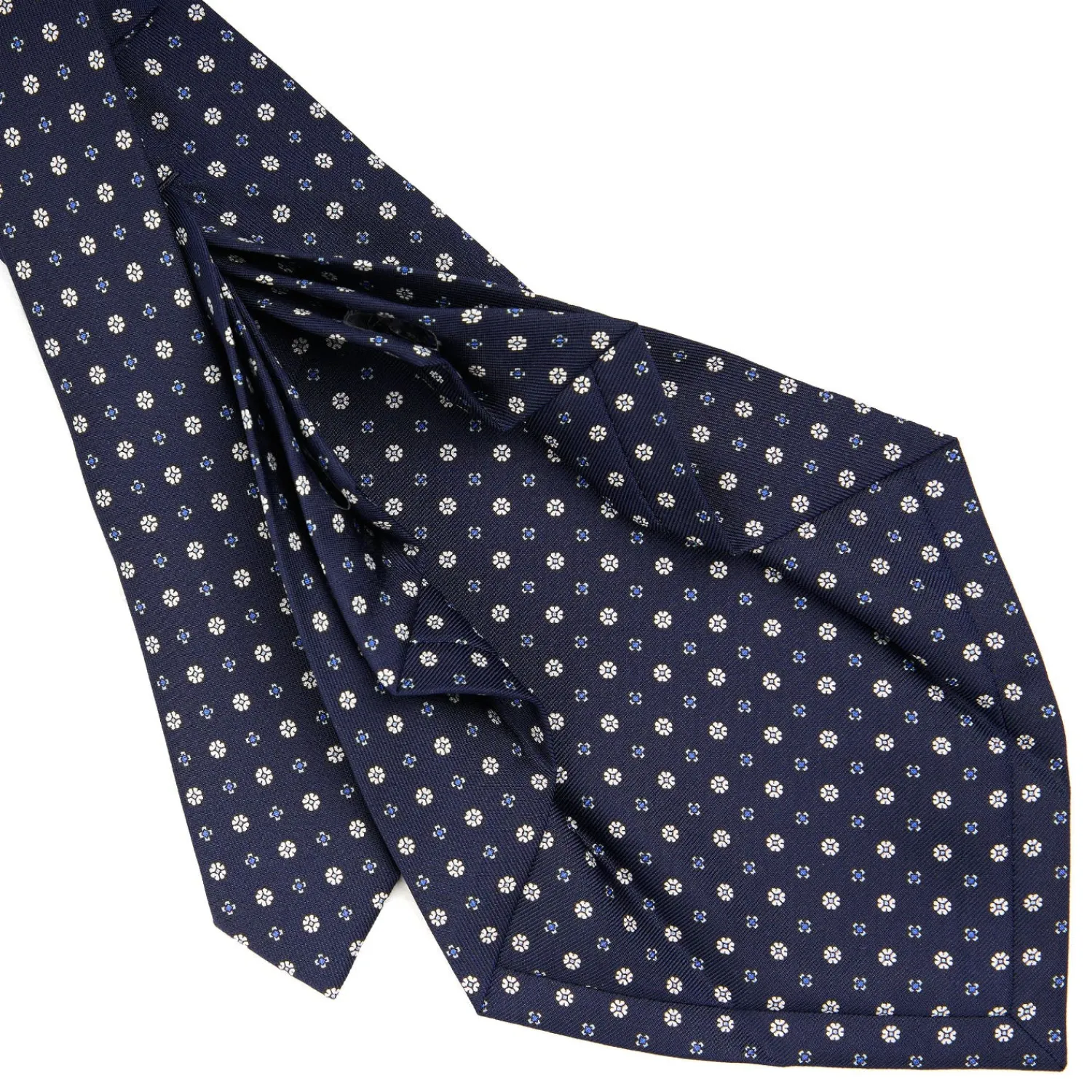 E.Marinella CRAVATTE|Cravatte 9 Pieghe|CRAVATTA SARTORIALE 9 PIEGHE IN SETA BLU SCURO Microfantasia fiore