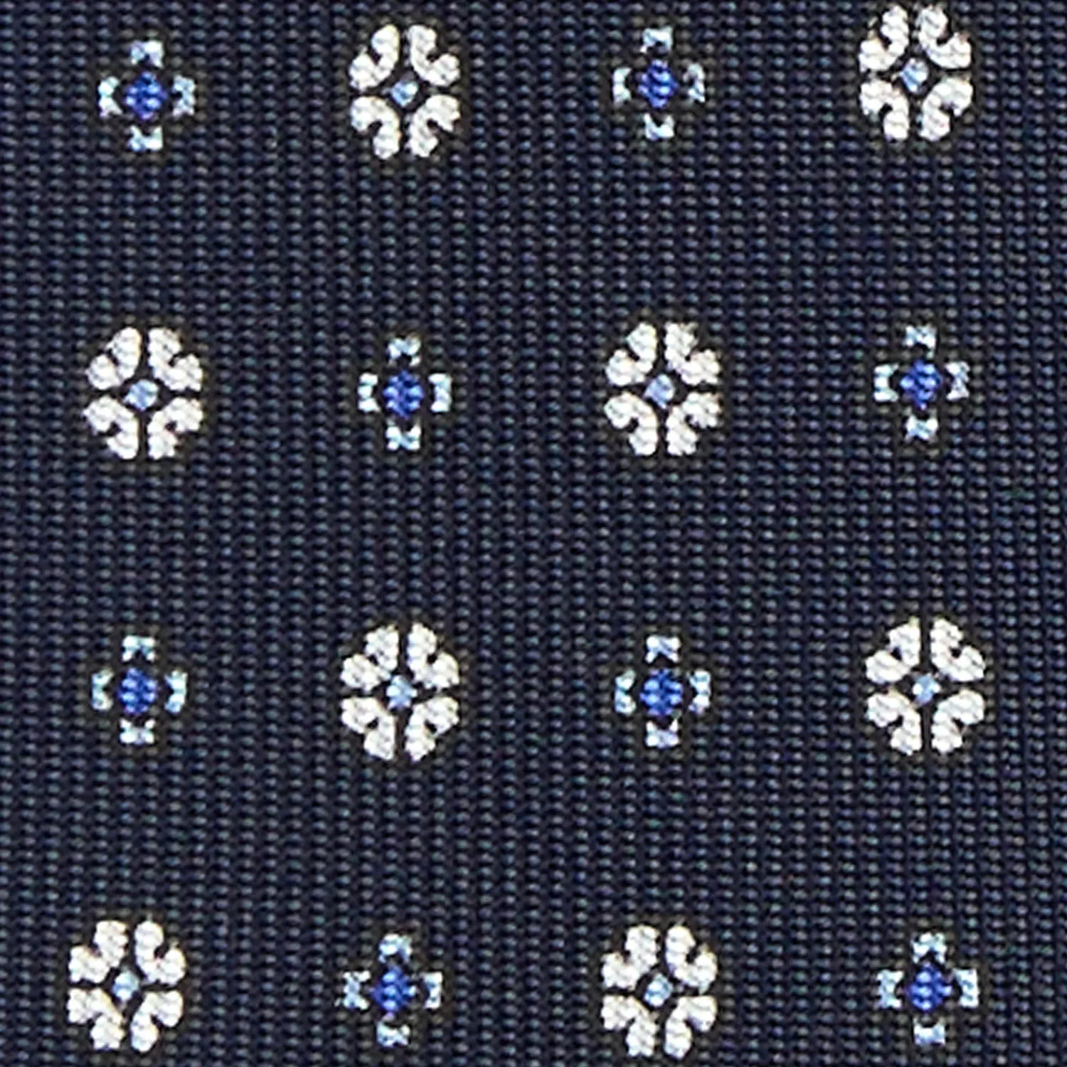 E.Marinella CRAVATTE|Cravatte 9 Pieghe|CRAVATTA SARTORIALE 9 PIEGHE IN SETA BLU SCURO Microfantasia fiore
