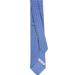E.Marinella CRAVATTE|Cravatte 9 Pieghe|CRAVATTA SARTORIALE 9 PIEGHE IN SETA AZZURRO POLVERE Microfantasia fiore