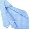 E.Marinella CRAVATTE|Cravatte 5 Pieghe|CRAVATTA SARTORIALE 5 PIEGHE IN SETA AZZURRA Microfantasia fiore