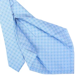 E.Marinella CRAVATTE|Cravatte 5 Pieghe|CRAVATTA SARTORIALE 5 PIEGHE IN SETA AZZURRA Microfantasia fiore