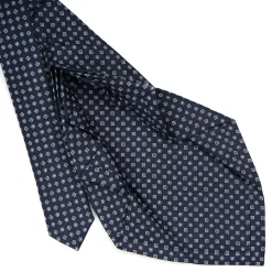 E.Marinella CRAVATTE|Cravatte 9 Pieghe|CRAVATTA SARTORIALE 9 PIEGHE IN SETA BLU SCURO Microfantasia fiore
