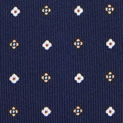 E.Marinella CRAVATTE|Cravatte 5 Pieghe|CRAVATTA SARTORIALE 5 PIEGHE IN SETA BLU SCUROMicrofantasia fiore