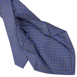 E.Marinella CRAVATTE|Cravatte 7 Pieghe|CRAVATTA SARTORIALE 7 PIEGHE IN SETA AZZURRO POLVERE Microfantasia fiore