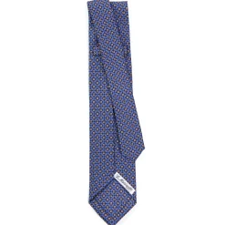 E.Marinella CRAVATTE|Cravatte 7 Pieghe|CRAVATTA SARTORIALE 7 PIEGHE IN SETA AZZURRO POLVERE Microfantasia fiore