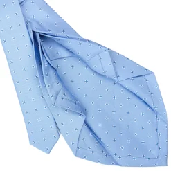 E.Marinella CRAVATTE|Cravatte 7 Pieghe|CRAVATTA SARTORIALE 7 PIEGHE IN SETA AZZURRA Microfantasia fiore