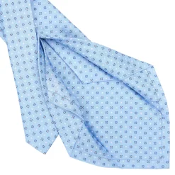 E.Marinella CRAVATTE|Cravatte 5 Pieghe|CRAVATTA SARTORIALE 5 PIEGHE IN SETA AZZURRA Microfantasia fiore