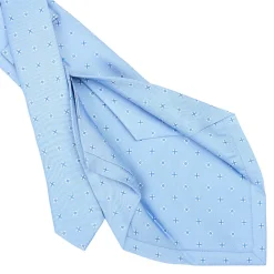 E.Marinella CRAVATTE|Cravatte 5 Pieghe|CRAVATTA SARTORIALE 5 PIEGHE IN SETA AZZURRA Microfantasia fiore