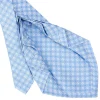 E.Marinella CRAVATTE|Cravatte 9 Pieghe|CRAVATTA SARTORIALE 9 PIEGHE IN SETA AZZURRA Microfantasia fiore