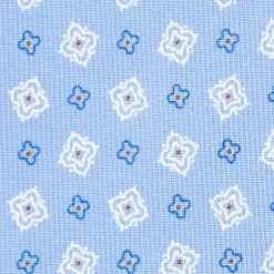 E.Marinella CRAVATTE|Cravatte 9 Pieghe|CRAVATTA SARTORIALE 9 PIEGHE IN SETA AZZURRA Microfantasia fiore