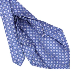 E.Marinella CRAVATTE|Cravatte 9 Pieghe|CRAVATTA SARTORIALE 9 PIEGHE IN SETA AZZURRO POLVERE Microfantasia fiore