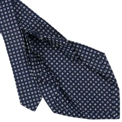 E.Marinella CRAVATTE|Cravatte 9 Pieghe|CRAVATTA SARTORIALE 9 PIEGHE IN SETA BLU SCURO Microfantasia fiore