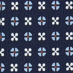 E.Marinella CRAVATTE|Cravatte 9 Pieghe|CRAVATTA SARTORIALE 9 PIEGHE IN SETA BLU SCURO Microfantasia fiore