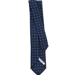 E.Marinella CRAVATTE|Cravatte 9 Pieghe|CRAVATTA SARTORIALE 9 PIEGHE IN SETA BLU SCURO Microfantasia fiore