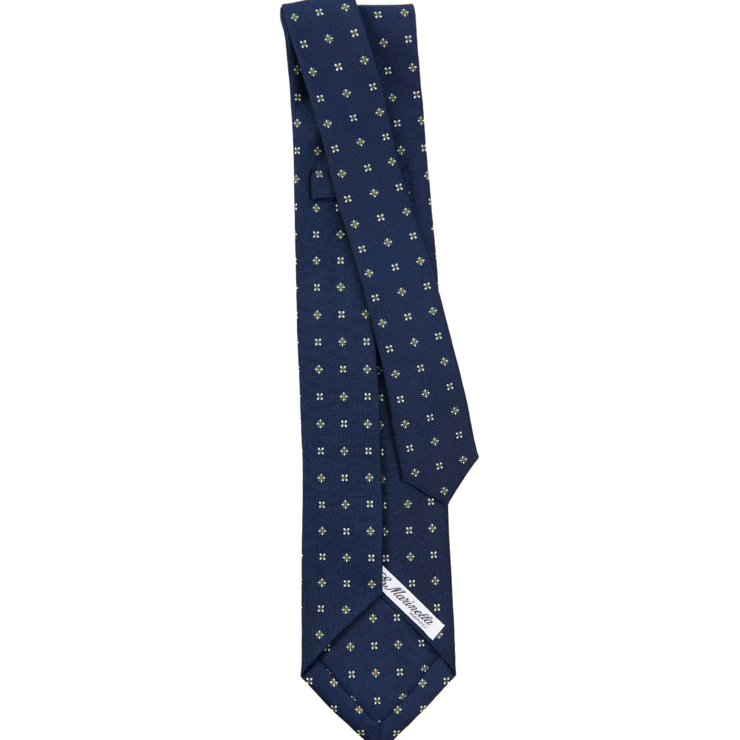 E.Marinella CRAVATTE|Cravatte 9 Pieghe|CRAVATTA SARTORIALE 9 PIEGHE IN SETA BLU SCURO Microfantasia fiore