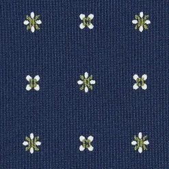 E.Marinella CRAVATTE|Cravatte 9 Pieghe|CRAVATTA SARTORIALE 9 PIEGHE IN SETA BLU SCURO Microfantasia fiore