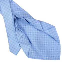 E.Marinella CRAVATTE|Cravatte 9 Pieghe|CRAVATTA SARTORIALE 9 PIEGHE IN SETA AZZURRA Microfantasia fiore