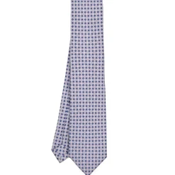 E.Marinella CRAVATTE|Cravatte 5 Pieghe|CRAVATTA SARTORIALE 5 PIEGHE IN SETA GRIGIO CHIARO Microfantasia fiore
